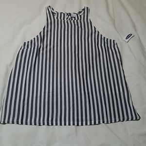 Old Navy women's blue & white striped tank top.